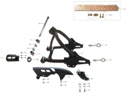 REAR SWING ARM, DRIVE CHAIN