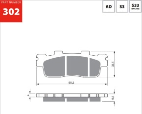 REAR BRAKE PADS GOLDFREN SEMI-METAL "AD"