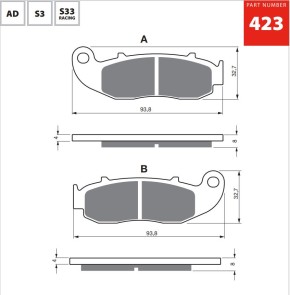 FRONT BRAKE PADS GOLDFREN SEMI-METAL "S3"