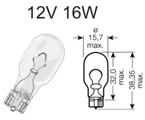 Birne 12V 16W Glassockel